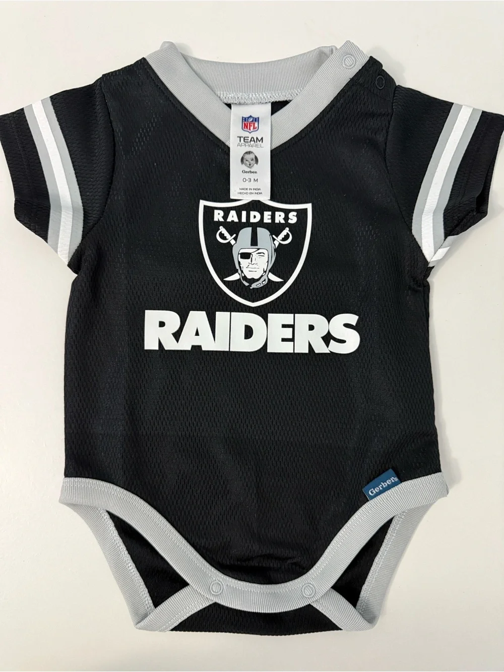 Black and Gray Raiders Baby One-Piece Bodysuit